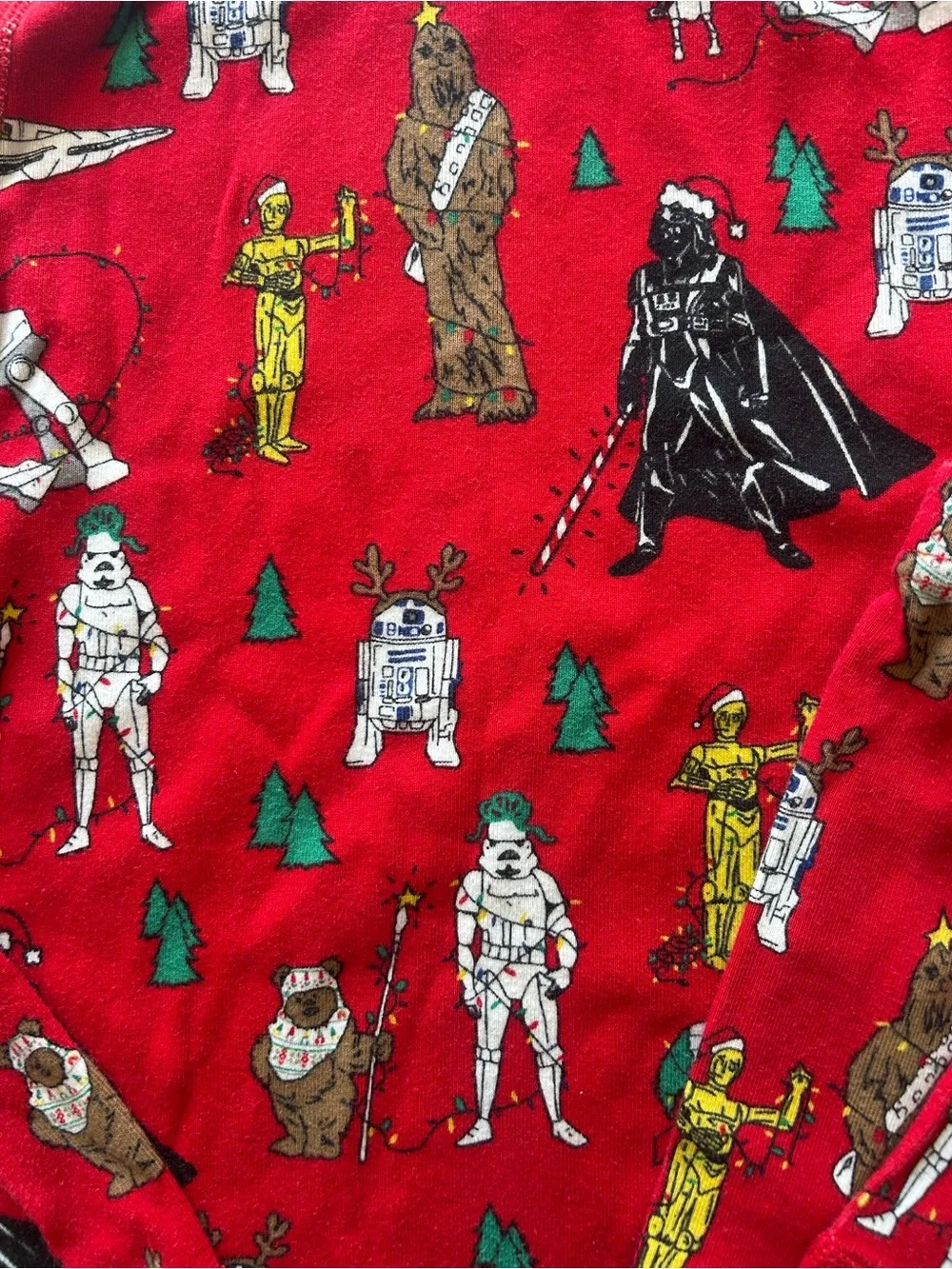Hanna Andersson Red Christmas Star Wars Character Pajama Set Size 140/US10 EUC